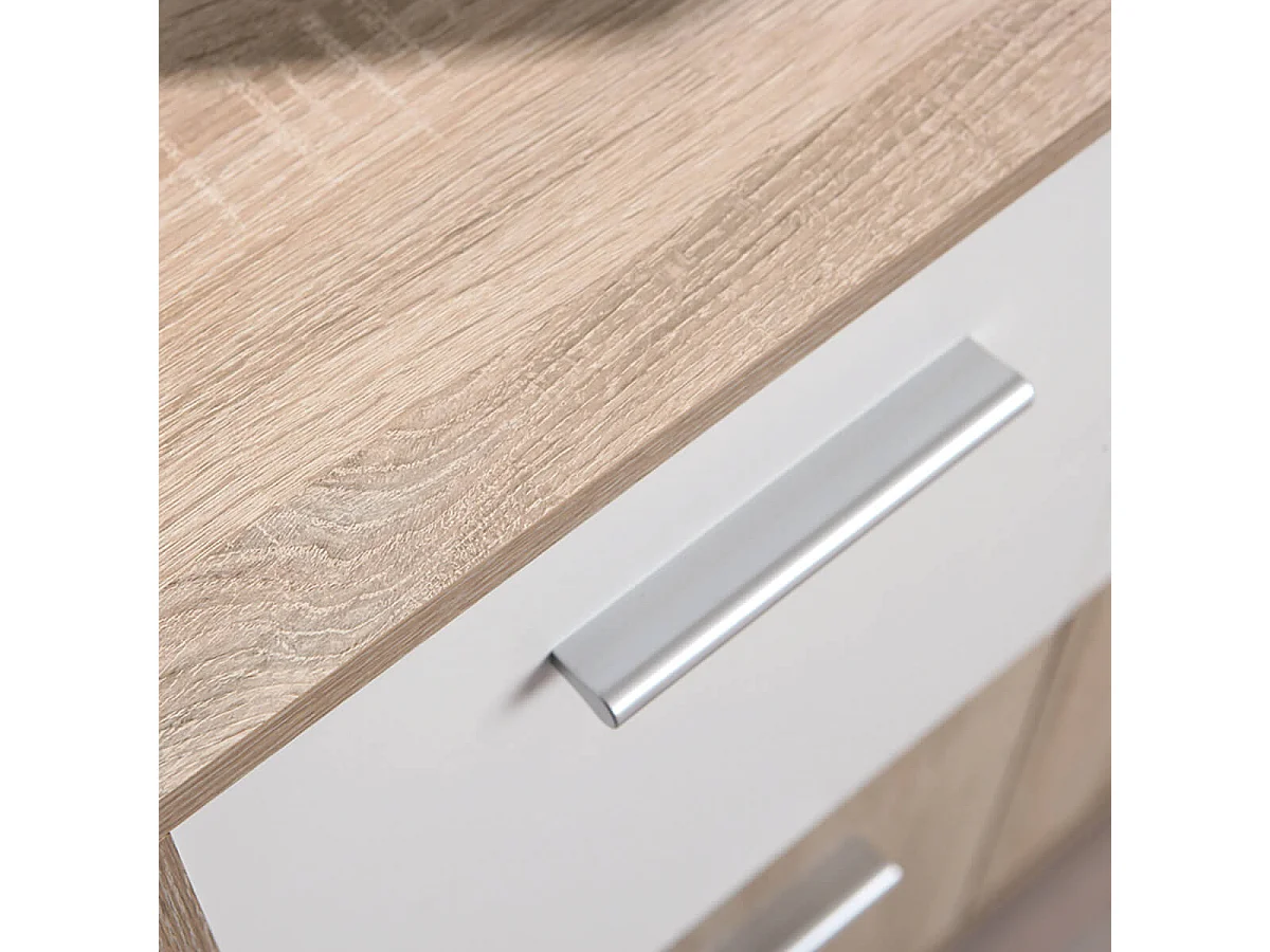 LIST - Meuble de Rangement 3 Portes 2 Tiroirs Aspect Bois