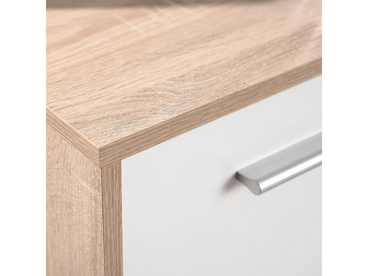 LIST - Meuble de Rangement 3 Portes 2 Tiroirs Aspect Bois