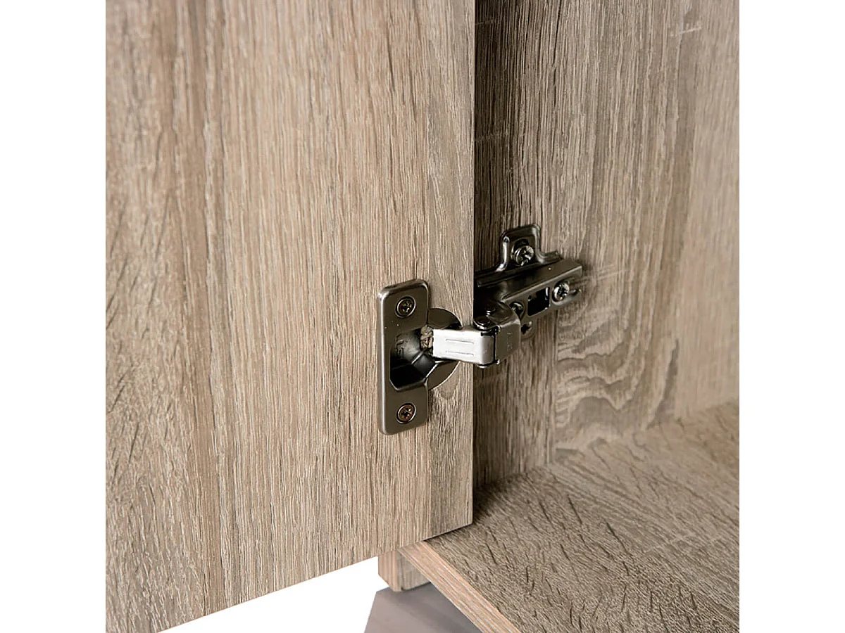 LIST - Meuble de Rangement 3 Portes 2 Tiroirs Aspect Bois