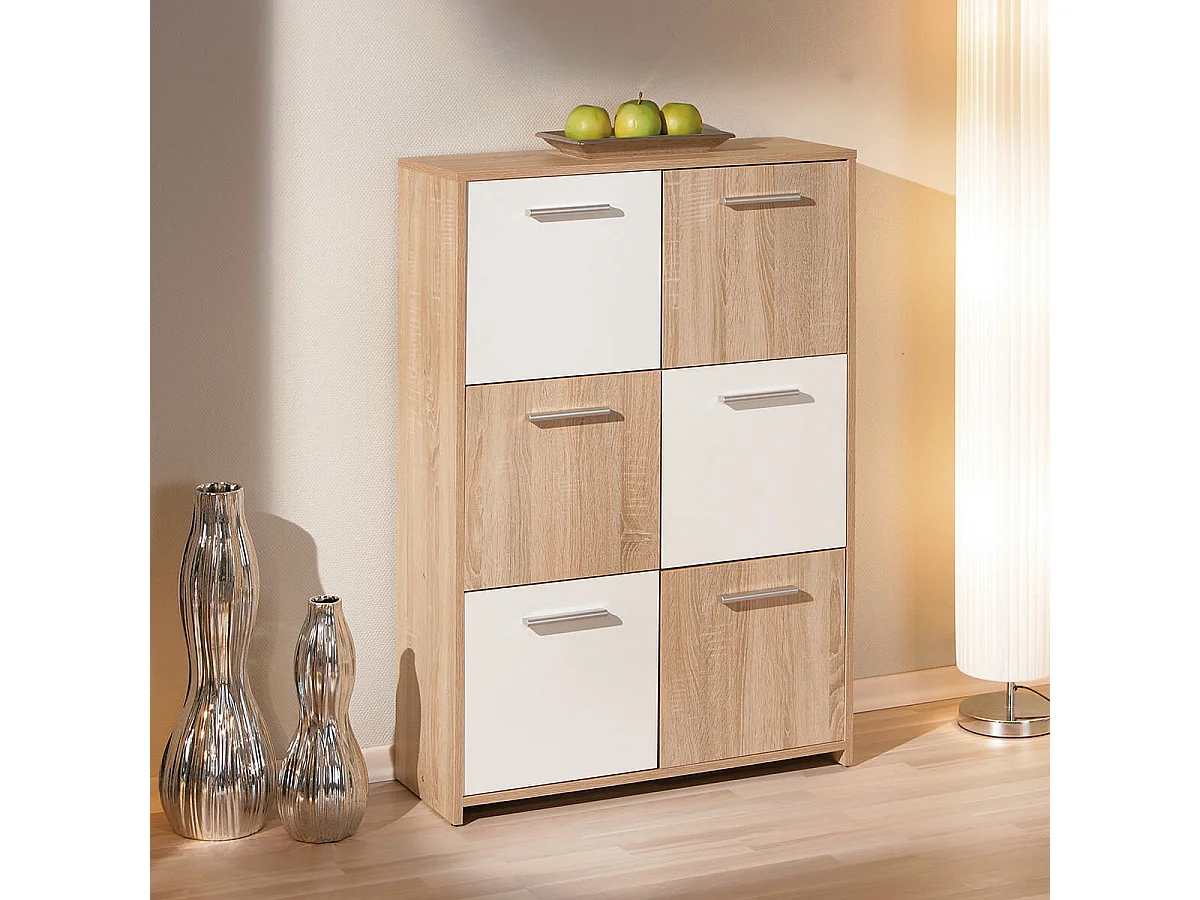 LIST - Meuble de Rangement 6 Portes Aspect Bois