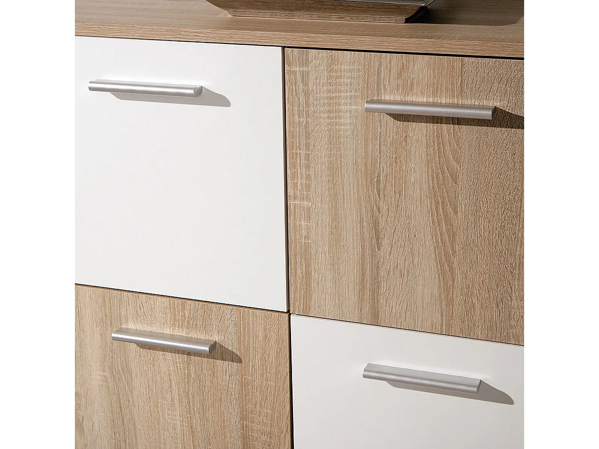 LIST - Meuble de Rangement 6 Portes Aspect Bois