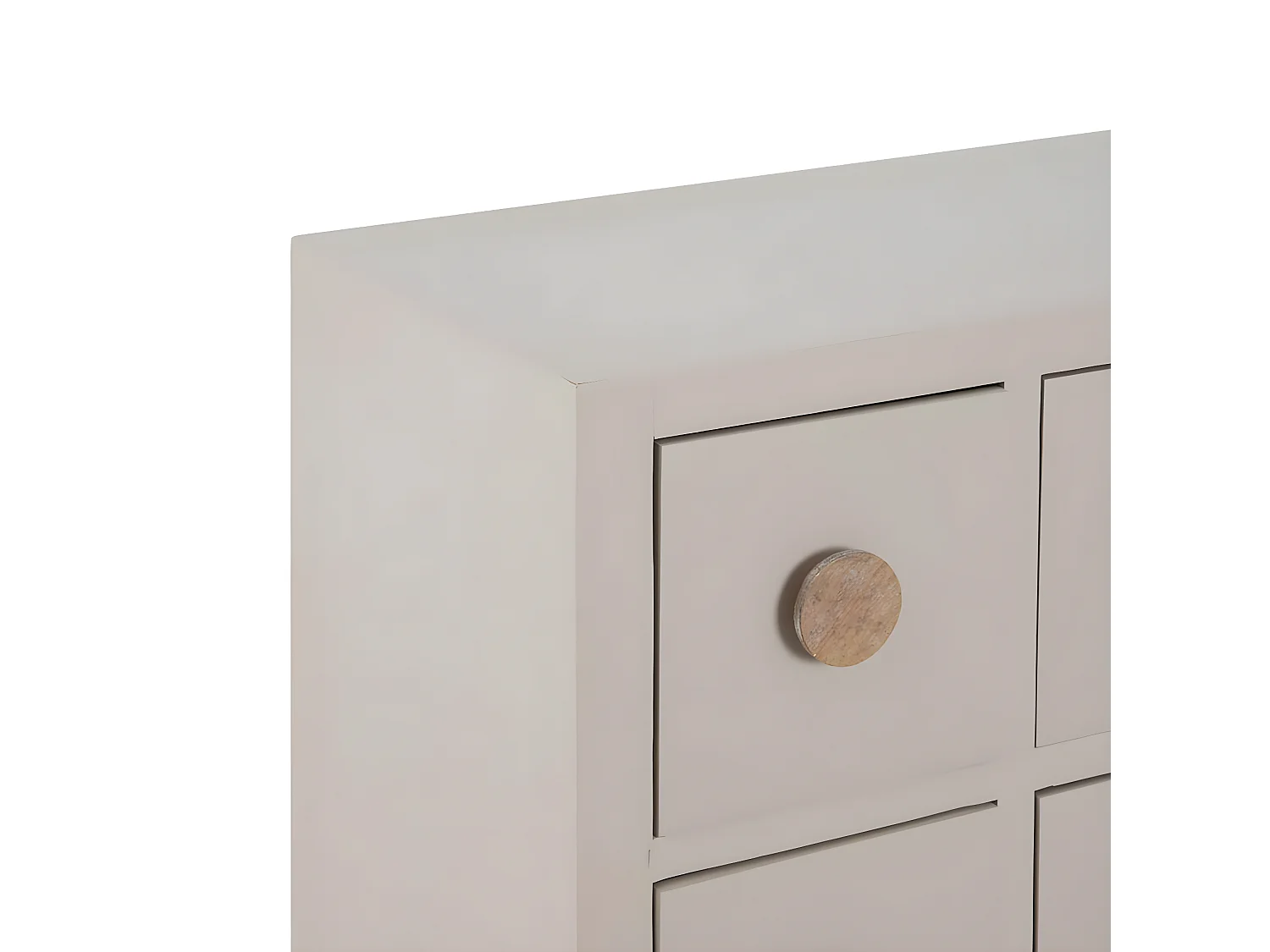 MYSTIC - Meuble Rangement 2 Portes 6 Tiroirs en Paulownia et MDF