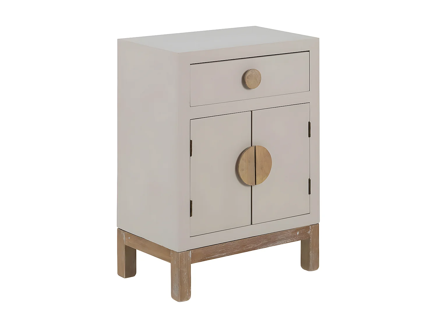 MYSTIC - Meuble Rangement 2 Portes 1 Tiroir en Paulownia et MDF