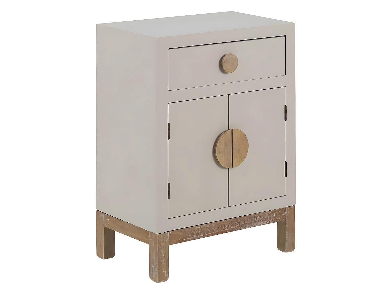 MYSTIC - Meuble Rangement 2 Portes 1 Tiroir en Paulownia et MDF