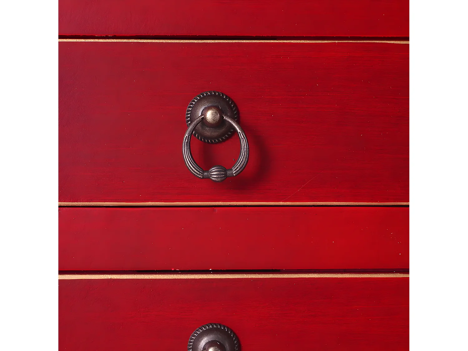 IVANA ROUGE - Meuble d'Entrée 2 Portes et 8 Tiroirs