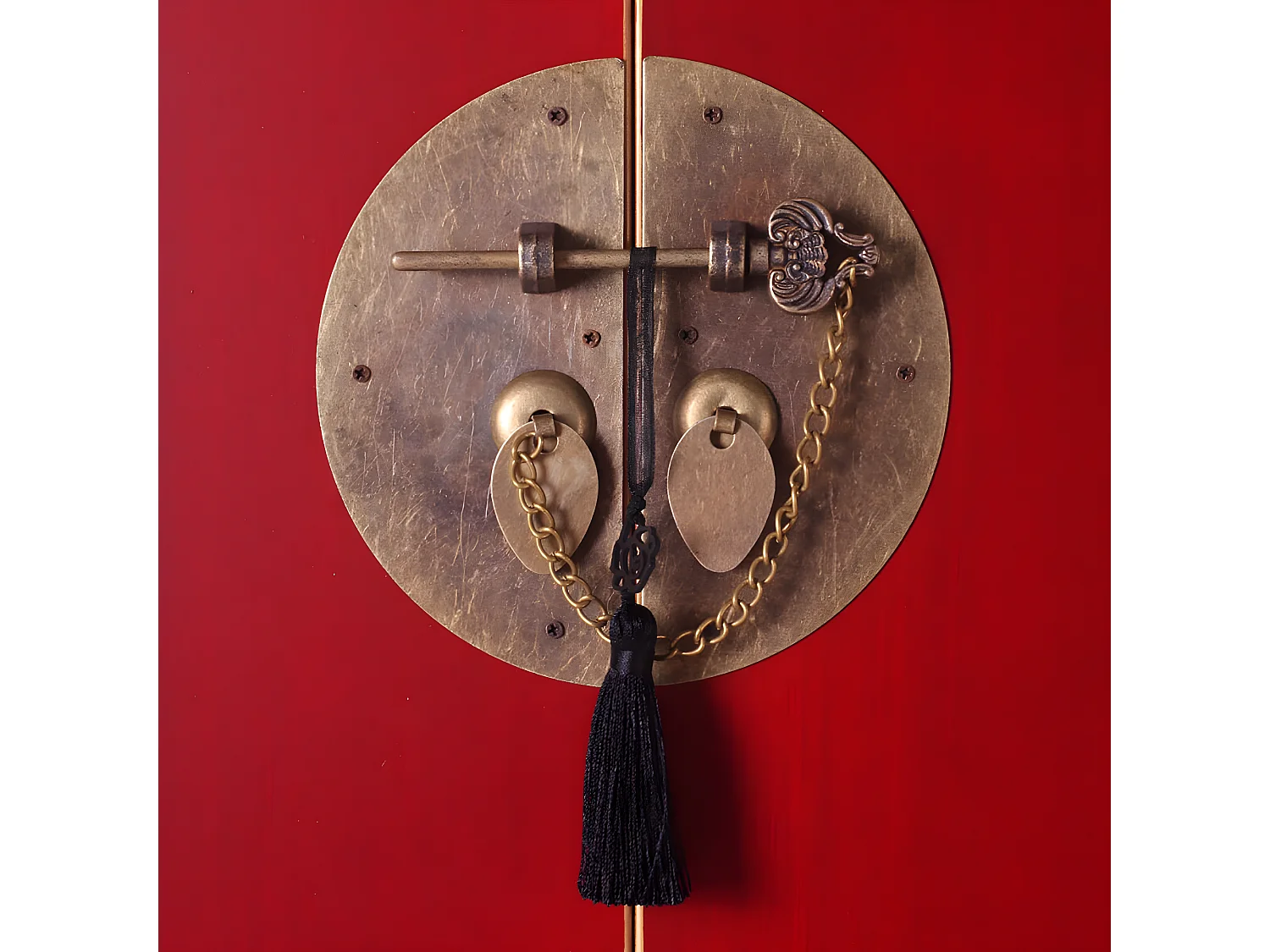 IVANA ROUGE - Meuble d'Entrée 2 Portes et 8 Tiroirs