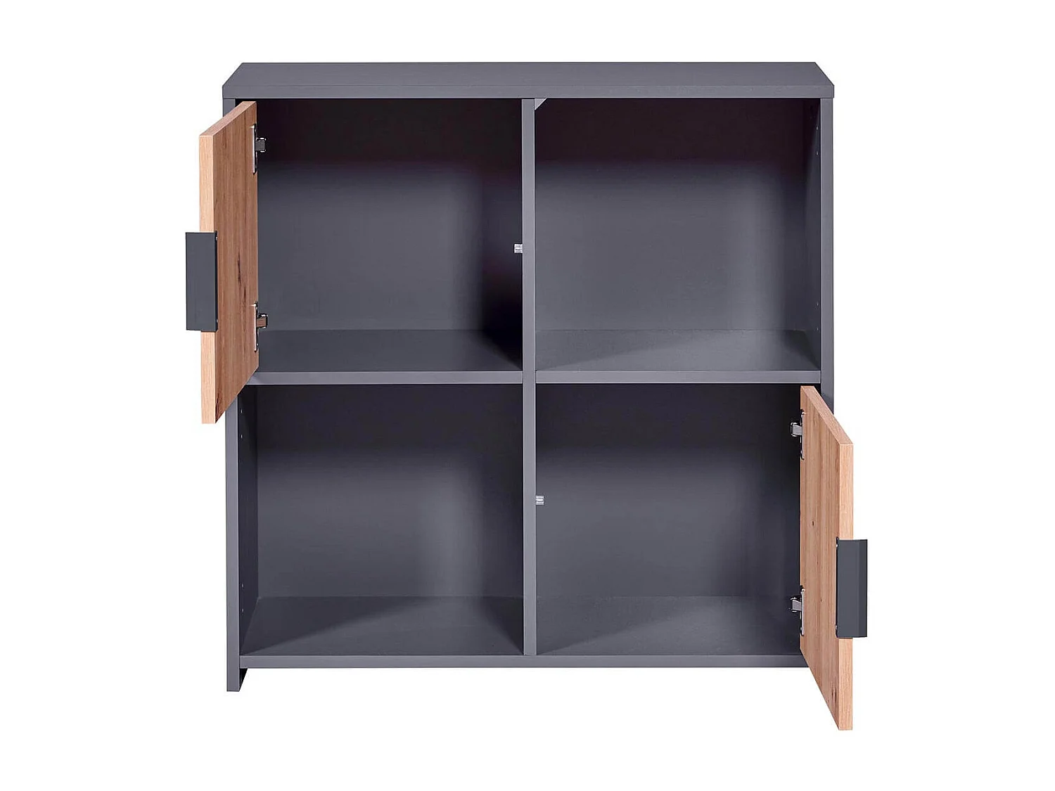 OPHELY - Meuble 2 Portes 2 Niches Anthracite et Effet Bois