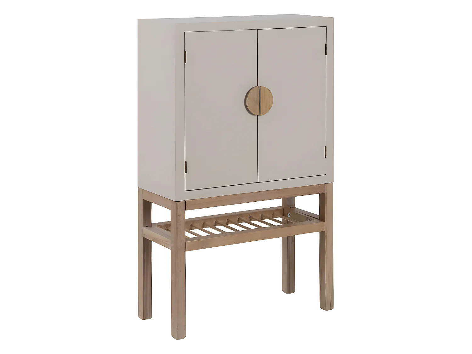 MYSTIC - Meuble Rangement 2 Portes en Paulownia et MDF