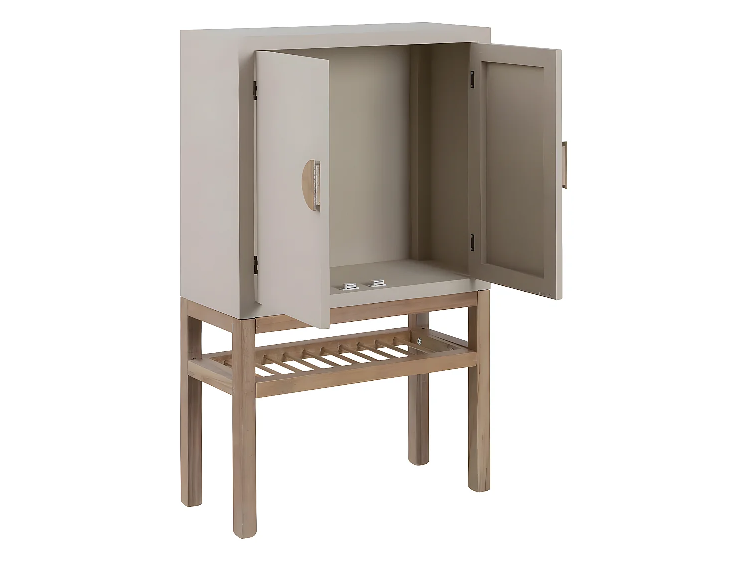 MYSTIC - Meuble Rangement 2 Portes en Paulownia et MDF