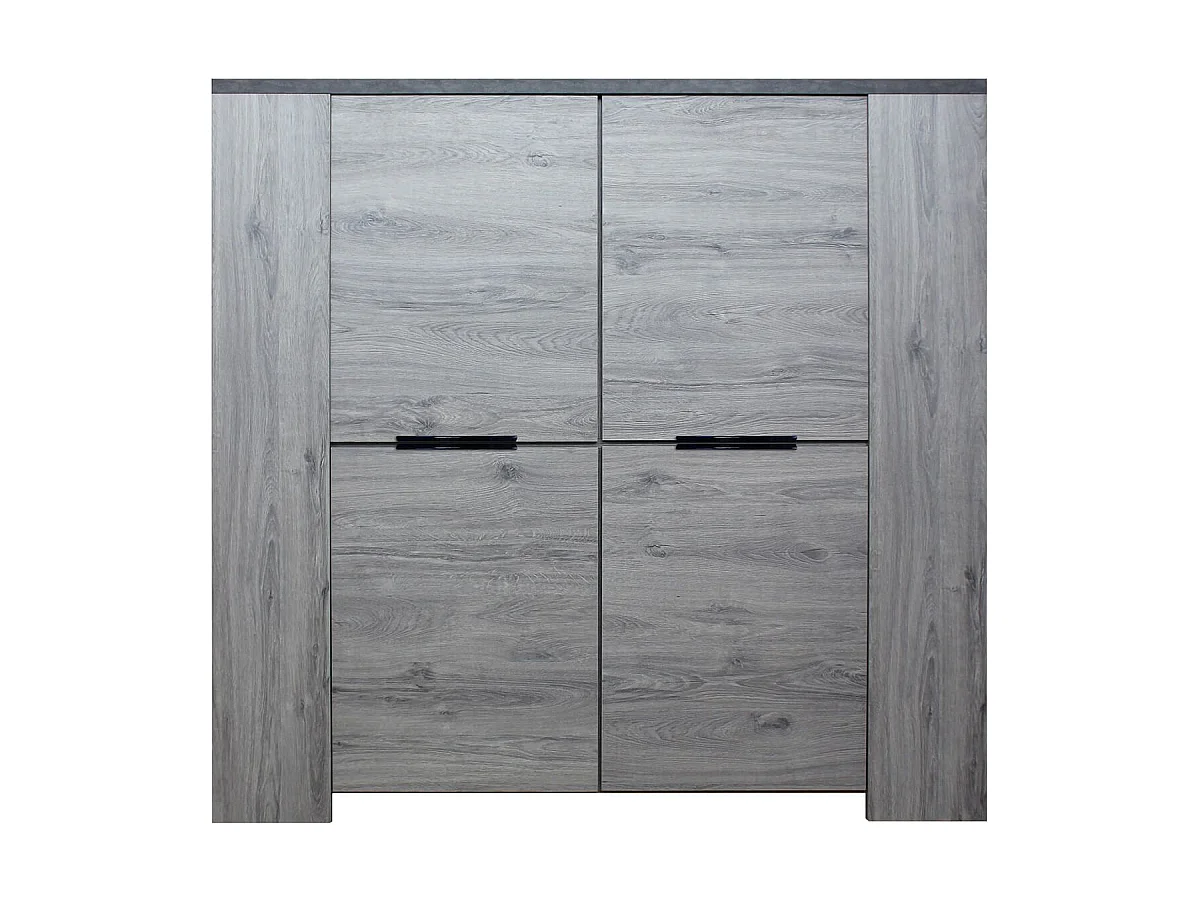 RYKI - Meuble Rangement 4 Portes Façades Effet Bois Grisé