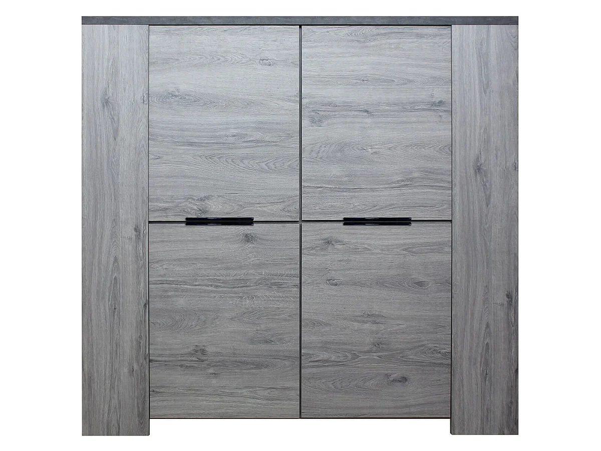 RYKI - Meuble Rangement 4 Portes Façades Effet Bois Grisé