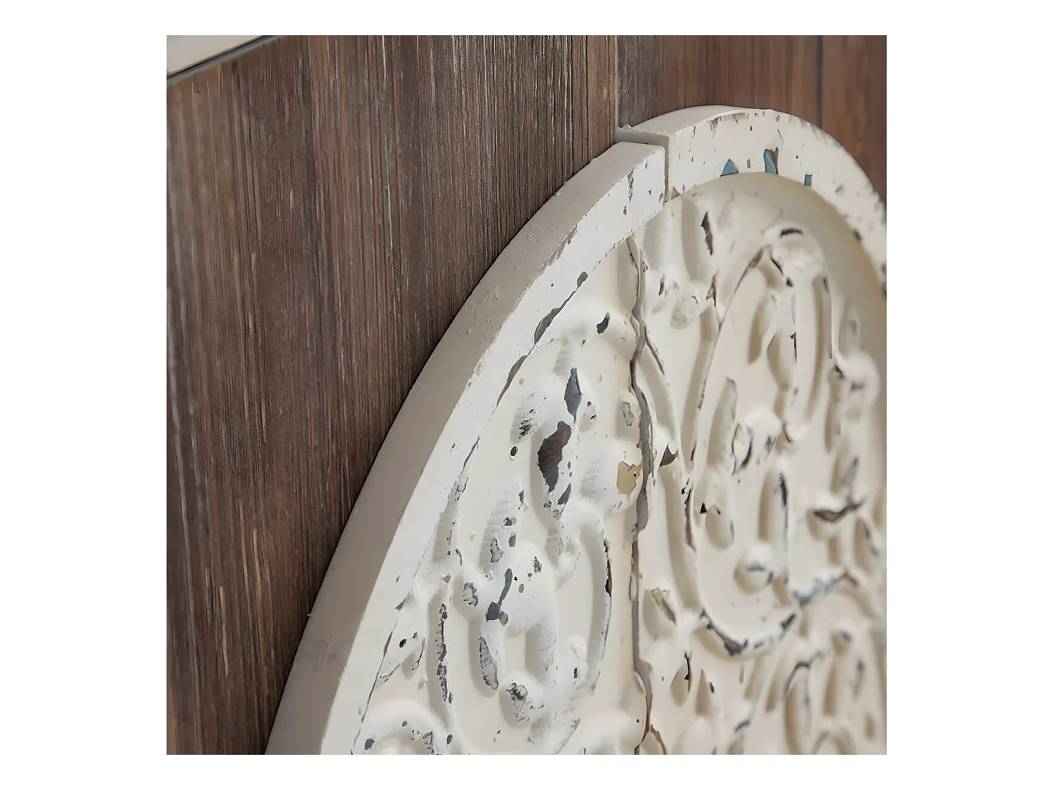 DEBBI - Meuble 2 Portes Sapin massif Aspect Vieilli Marron et Blanc