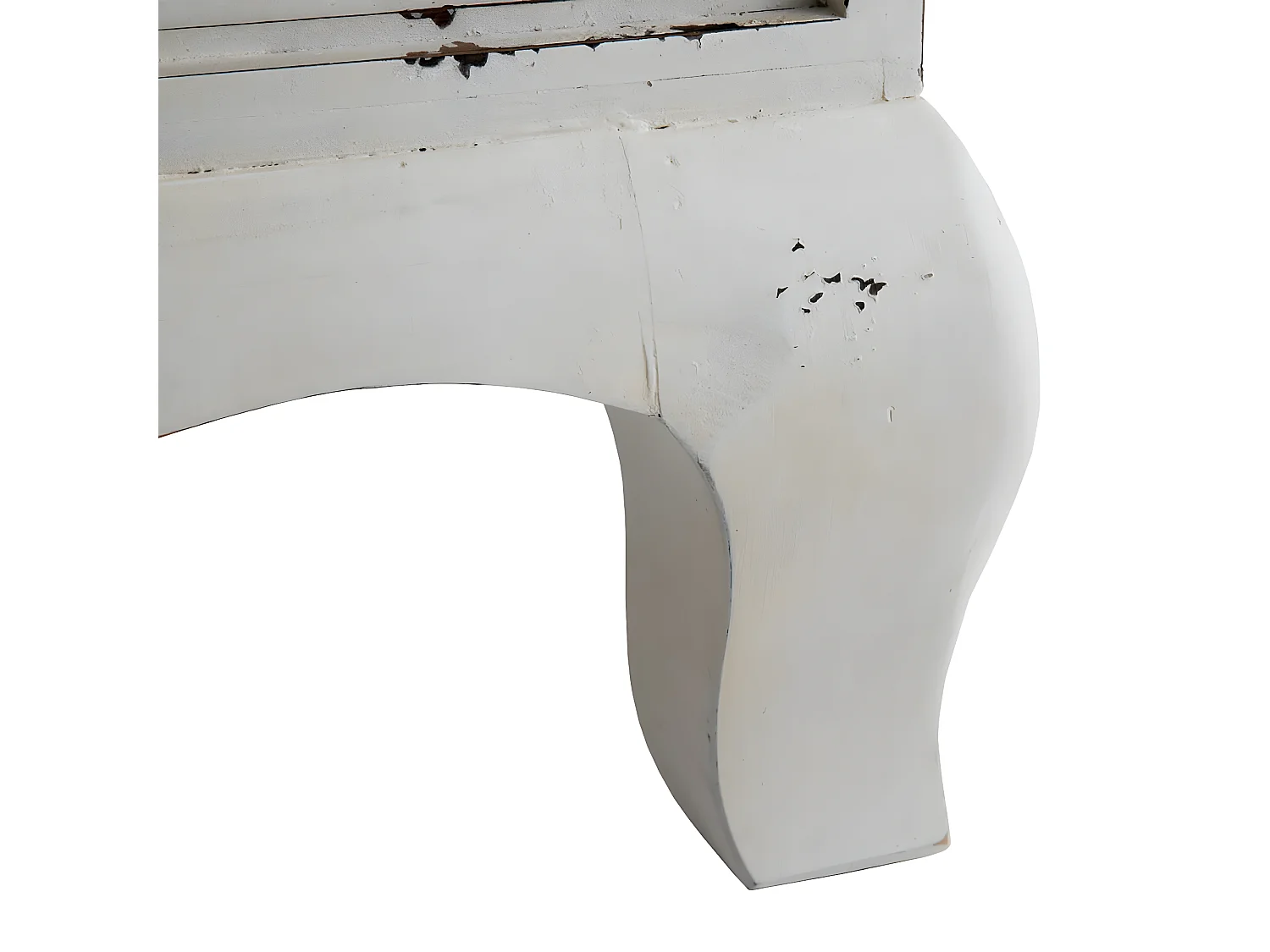 DEBBI - Meuble 2 Portes Sapin massif Aspect Vieilli Marron et Blanc