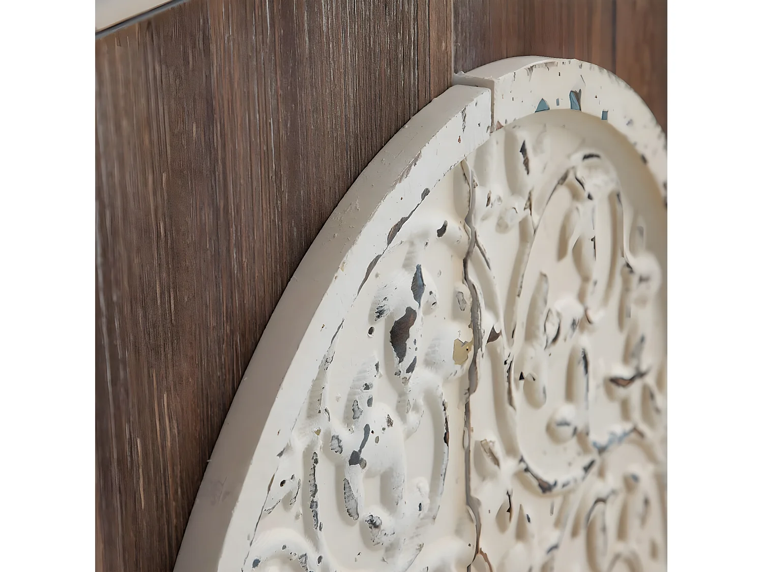 DEBBI - Meuble 2 Portes Sapin massif Aspect Vieilli Marron et Blanc