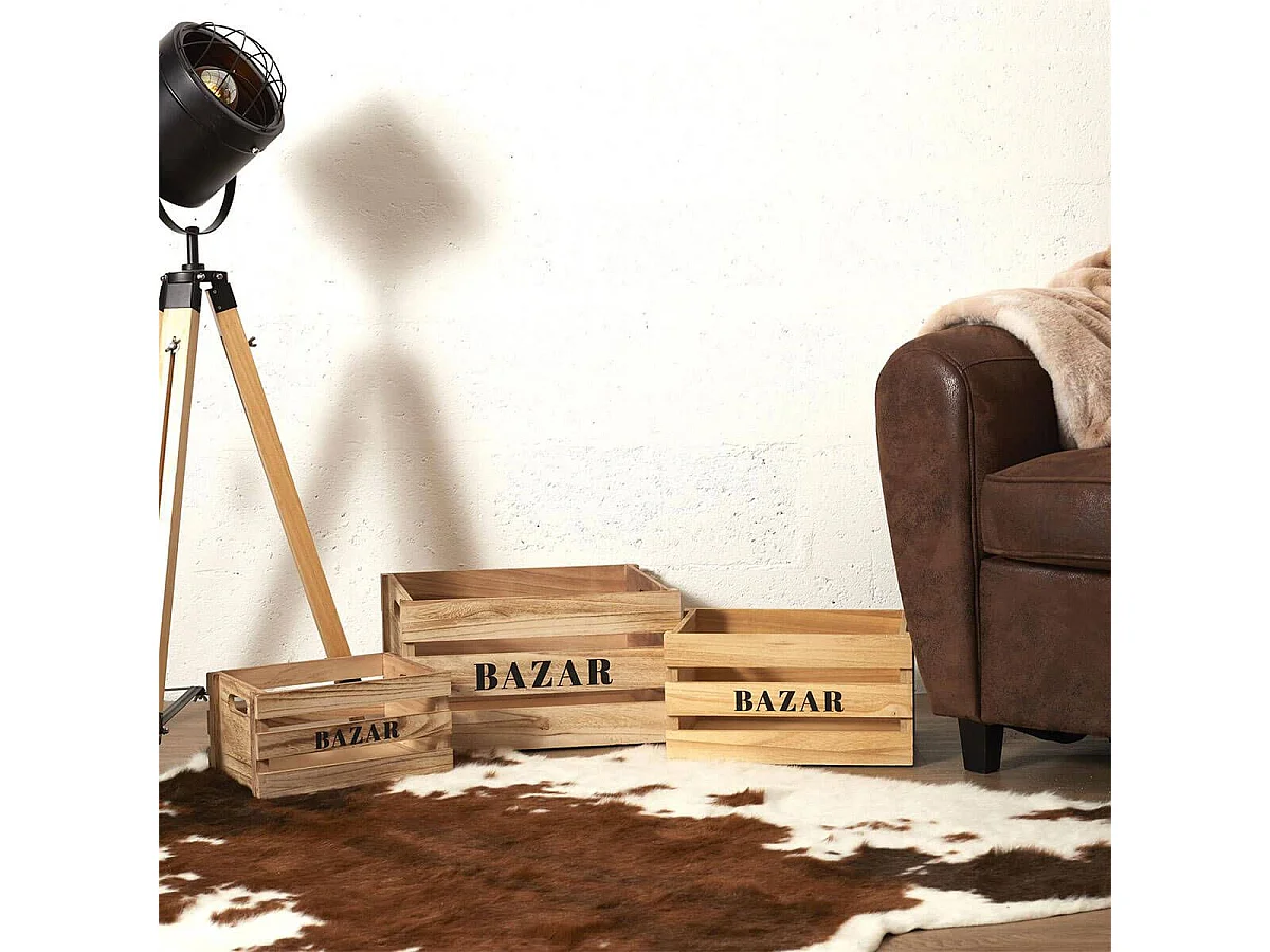 BAZAR - Lot de 3 Cagettes Gigognes Naturelles