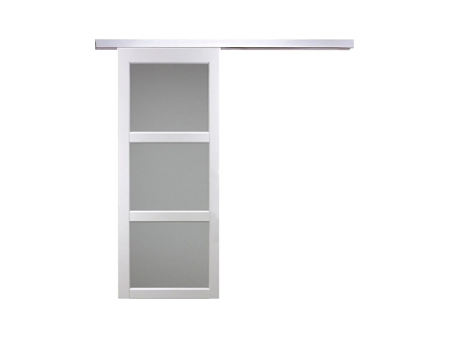 Porte Coulissante Kenya Blanc Vitree H204 X L73 + Rail Alu Gd Menuiseries