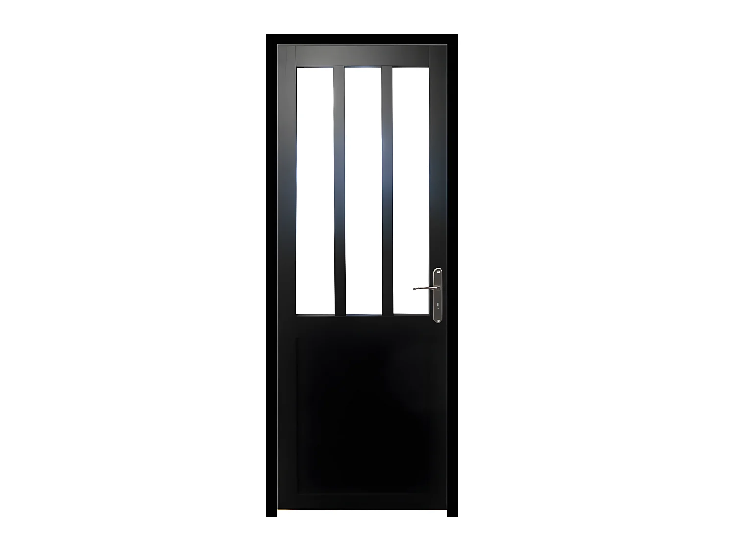 Bloc Porte Atelier Noir H204 X L83 Poussant Droite Cotes Tableau Gd Menuiseries