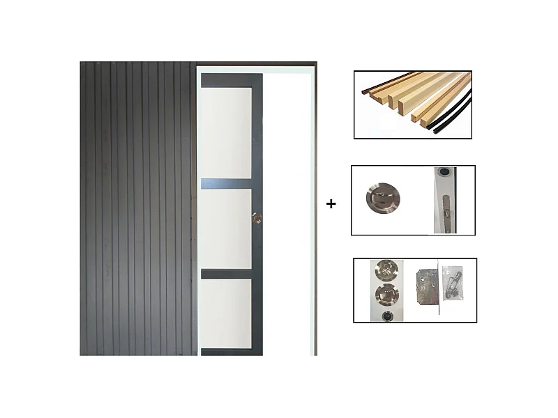 Porte Coulissante Blakeria Vitree Ral7016 H204 X L83 + Systeme De Galandage Et Kit De Finition Inclus Gd Menuiseries