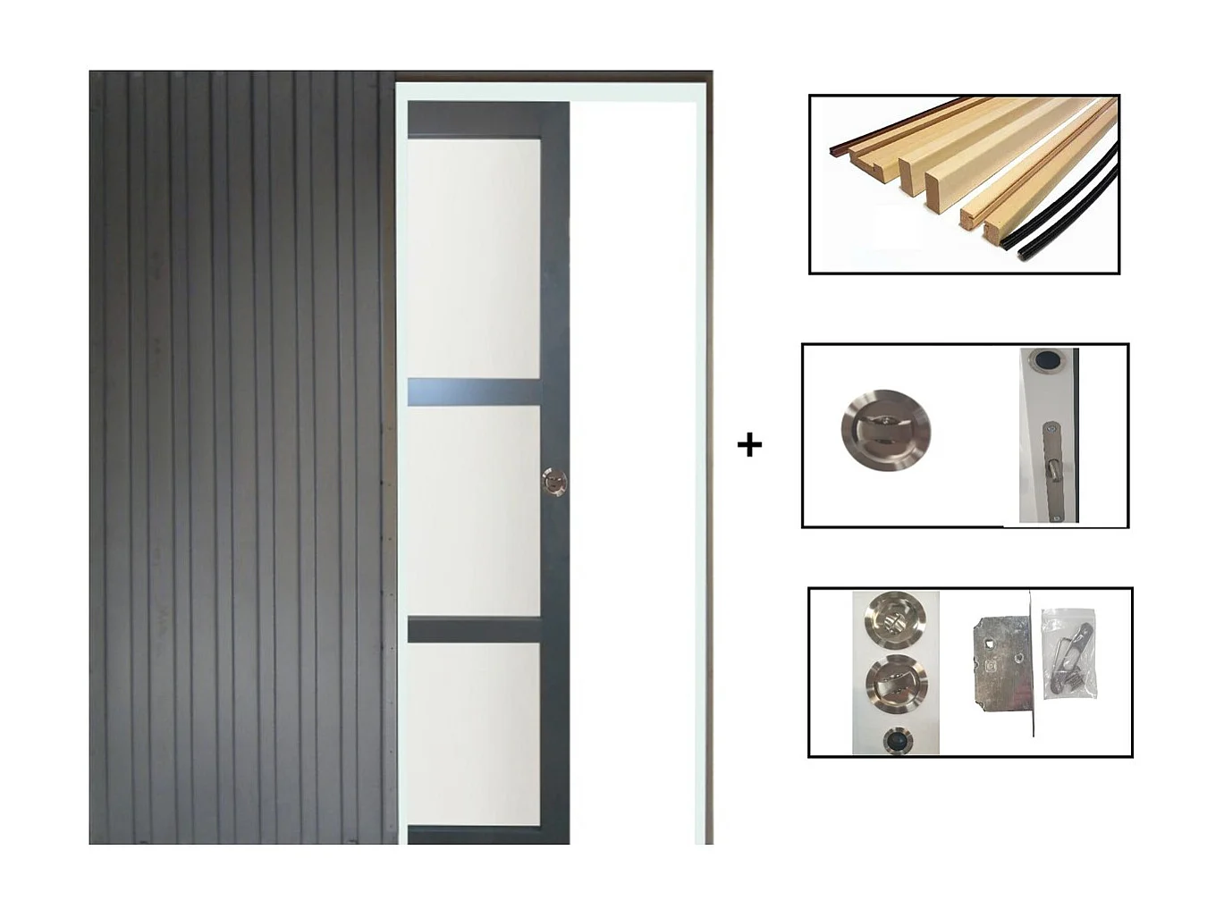 Porte Coulissante Blakeria Vitree Ral7016 H204 X L83 + Systeme De Galandage Et Kit De Finition Inclus Gd Menuiseries