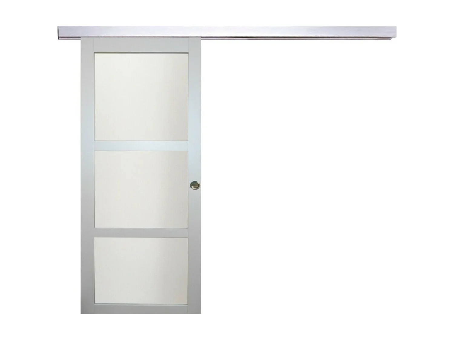 Porte Coulissante Greyria Gris Clair Ral7035 Vitree H204 X L83 + Rail Alu Et Coquilles Gd Menuiseries