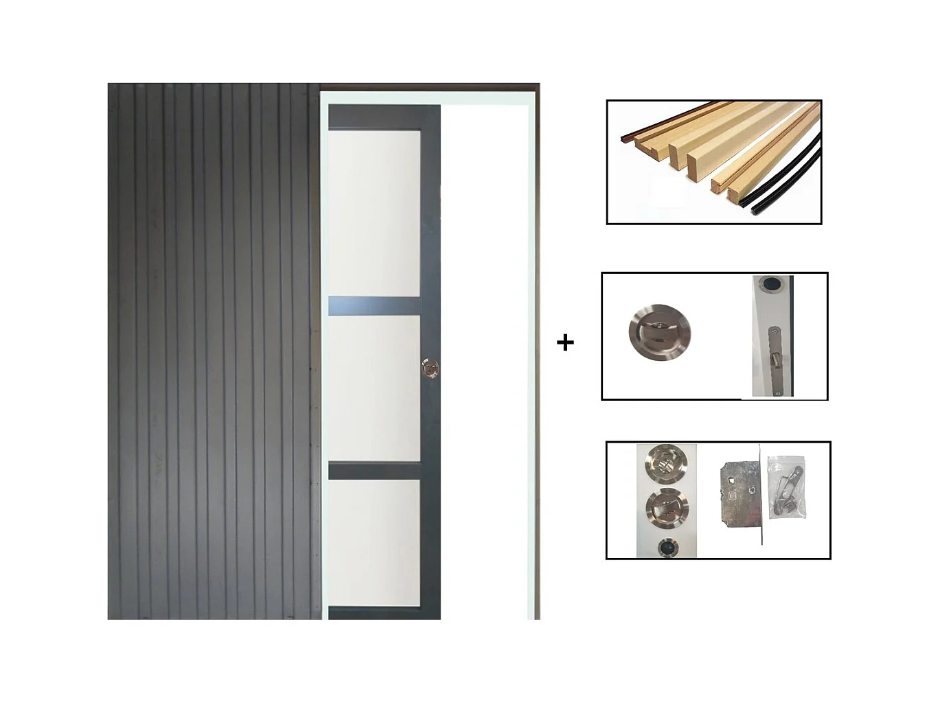Porte Coulissante Blakeria Vitrée Ral7016 H204 X L93 + Systeme De Galandage Et Kit De Finition Inclus Gd Menuiseries