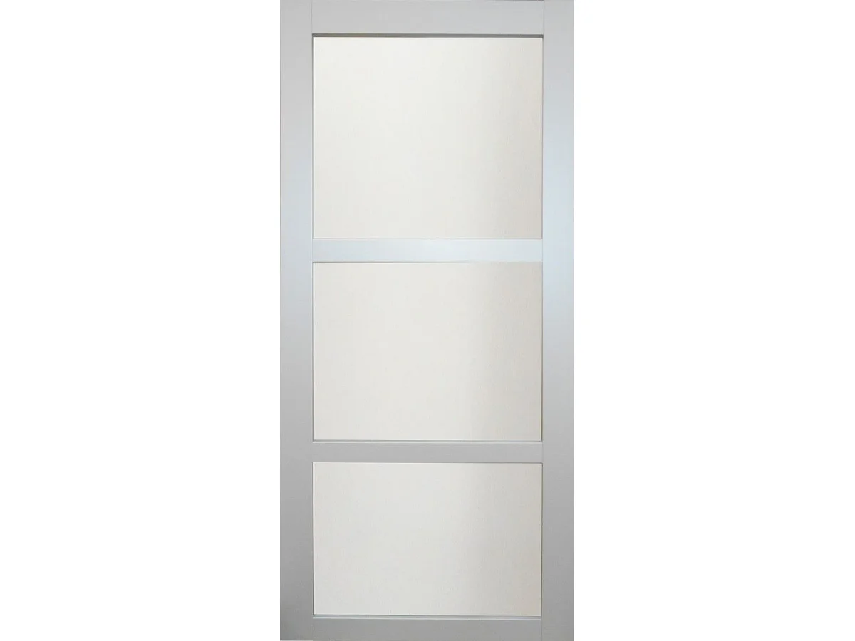 Porte Coulissante Greyria Gris Clair Ral7035 Vitree H204 X L73 + Rail Alu Et Coquilles Gd Menuiseries