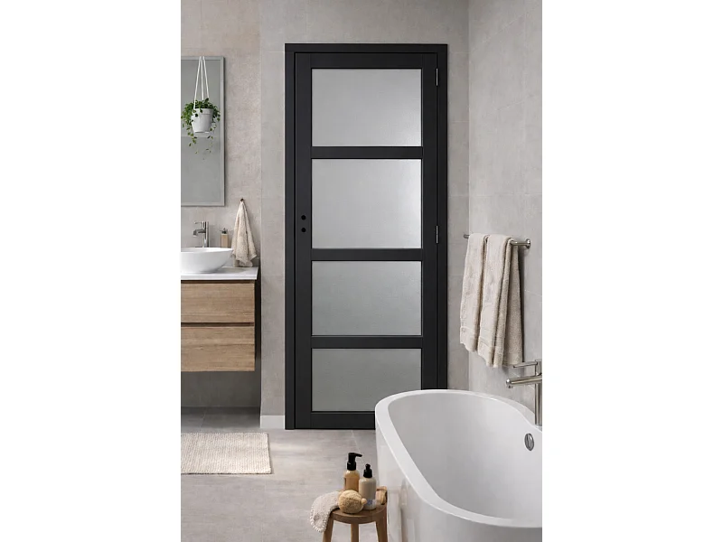 Bloc Porte Telia Noir Vitrée H204 X L83 Côte Tableau P.gauche Gd Menuiseries