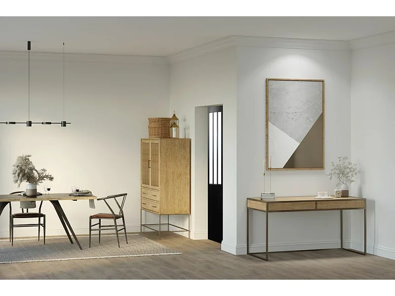 Blocco porta officina in vetro rivestito nero trasparente H204 x L73 Spinta a sinistra