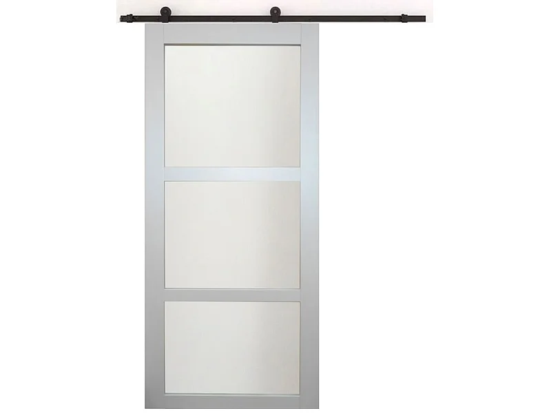 Greyria' Puerta Corredera Revestida Gris Claro Ancho 83 Ral 70356 + Carril-guía Negro