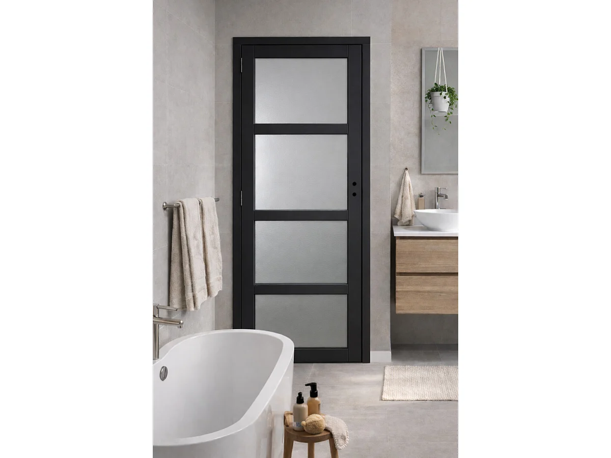 Bloc Porte Telia Noir Vitrée H204 X L73 Côte Tableau P.droite Gd Menuiseries