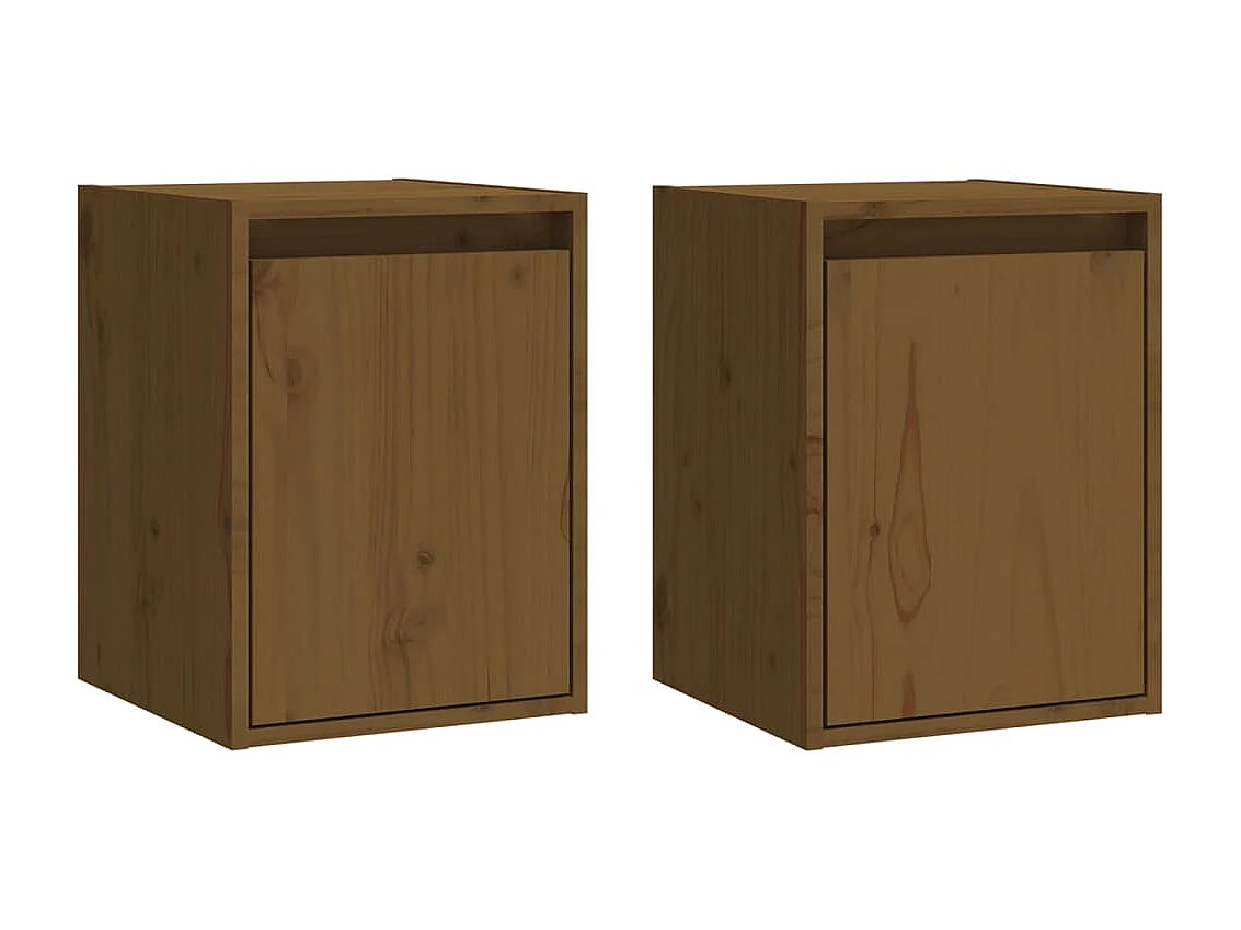 Armario de pared 2 uds madera de pino marrón miel 30x30x40 cm ES382745