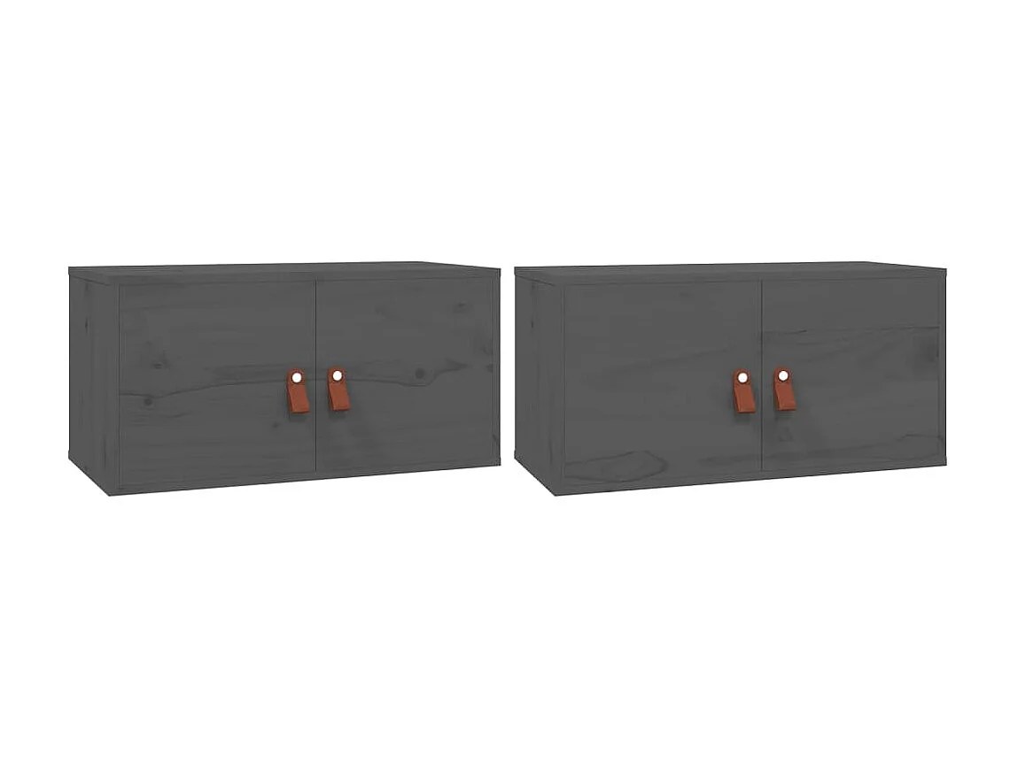 Armários de parede 2 pcs 60x30x30 cm pinho maciço cinzento PT414544