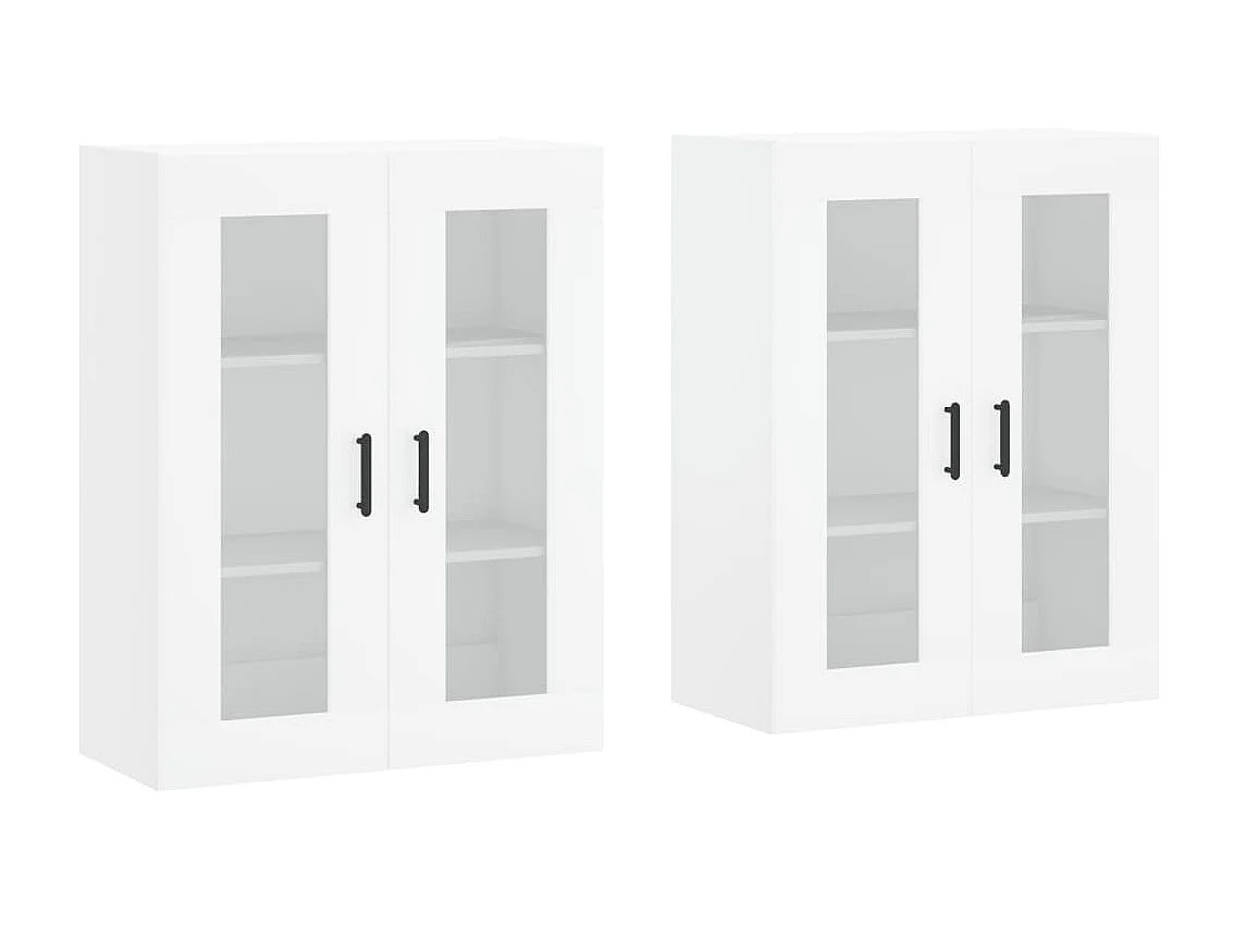 lot de 2 Armoires murales blanc bois d'ingénierie QWE47723