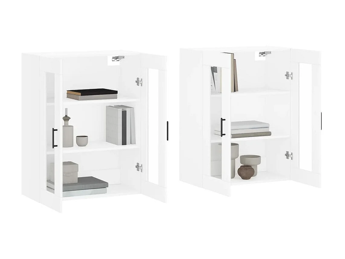 lot de 2 Armoires murales blanc bois d'ingénierie QWE47723