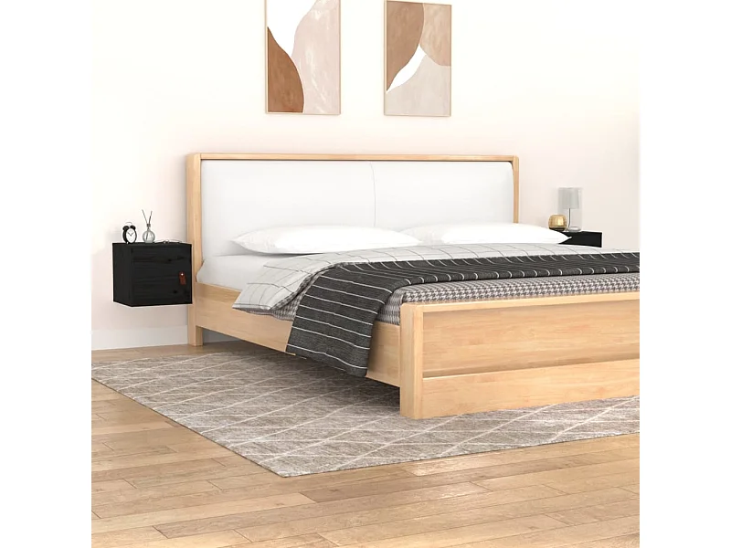 Armários de parede 2 pcs 31,5x30x30cm pinho maciço branco preto PT402277