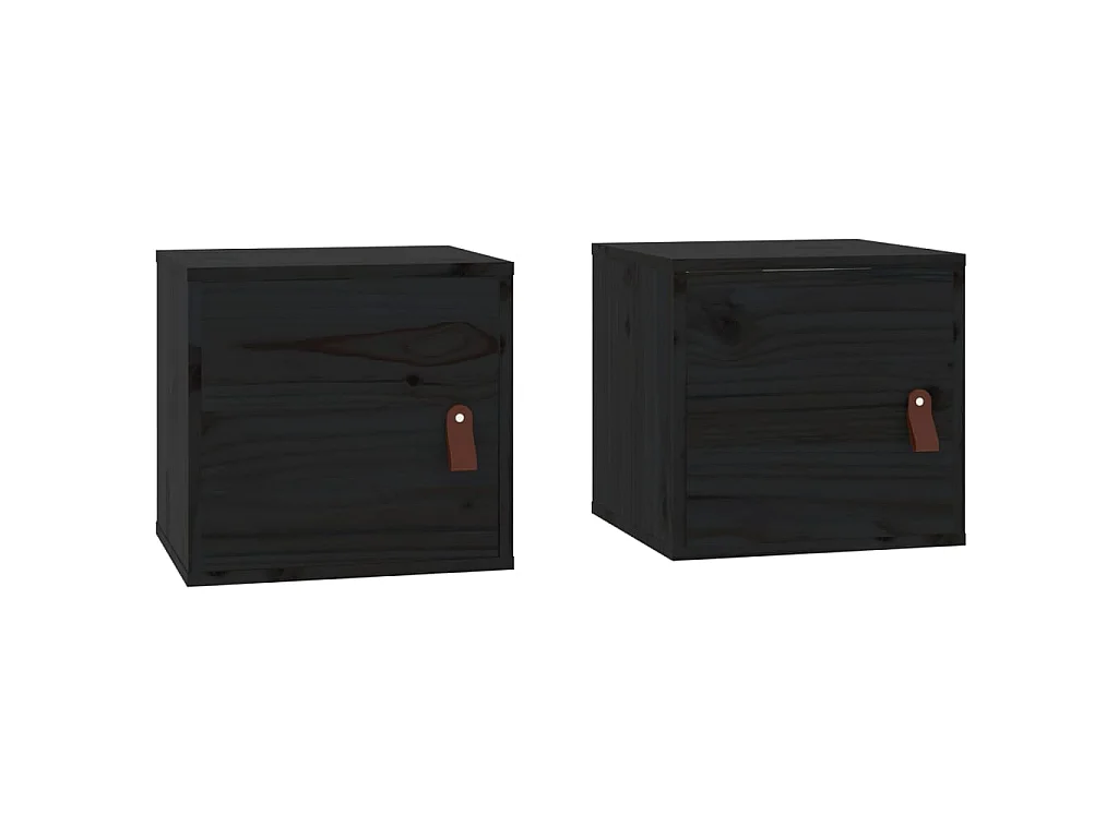 Armários de parede 2 pcs 31,5x30x30cm pinho maciço branco preto PT402277