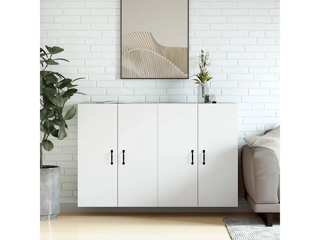 Móveis de parede 2 pcs derivados de madeira branco PT741676