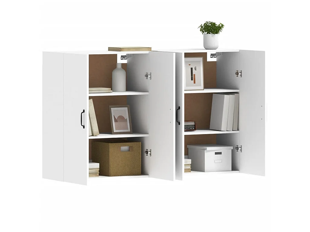 Móveis de parede 2 pcs derivados de madeira branco PT741676