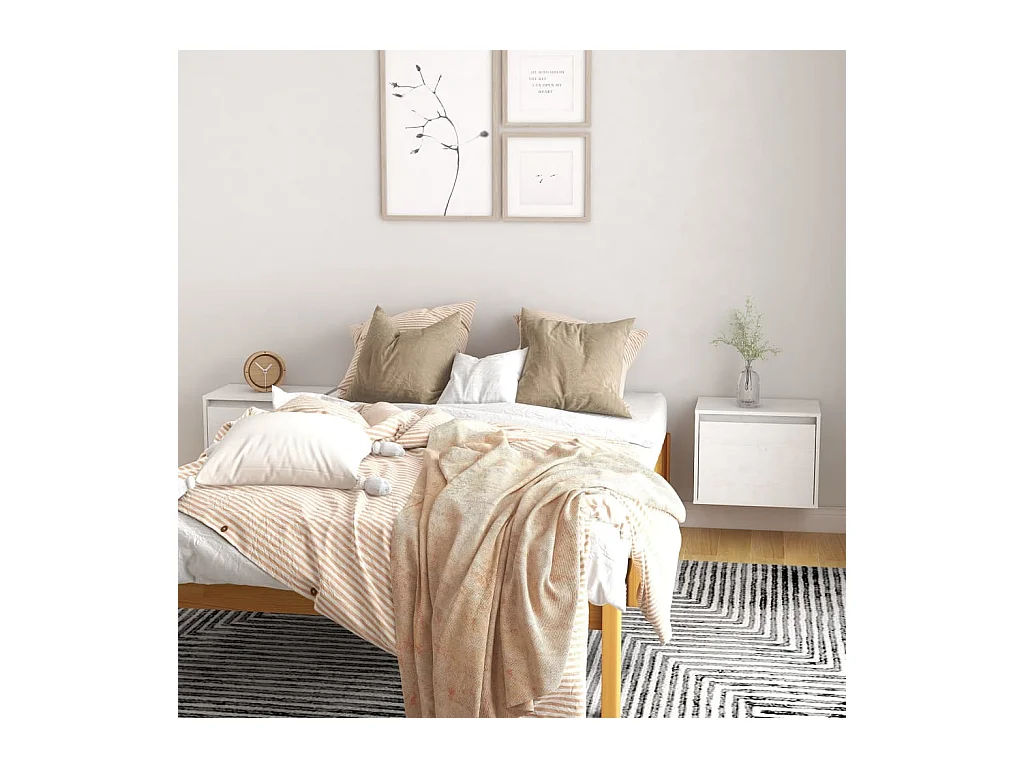 2 pcs Armoires murales Blanc 45x30x35 cm Bois de pin massif OIU62408