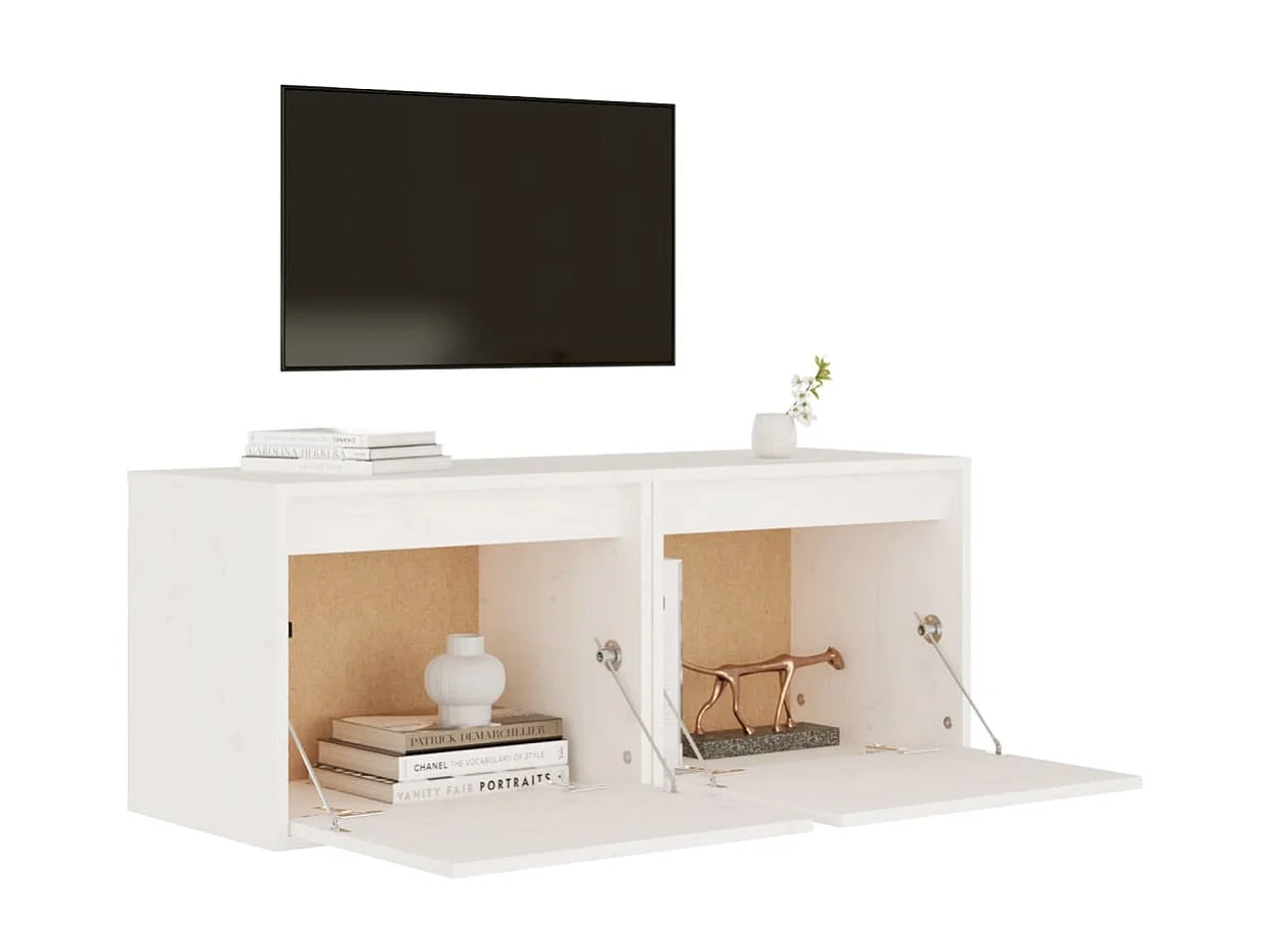 Armarios de pared 2 uds madera maciza pino blanco 45x30x35 cm ES447175