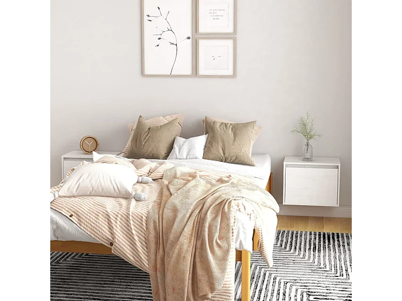 2 pcs Armoires murales Blanc 45x30x35 cm Bois de pin massif OIU62408