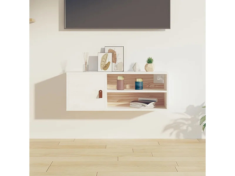 Wandschrank,Wandhängeschrank Weiß 80x30x30 cm Massivholz Kiefer -gkd872723