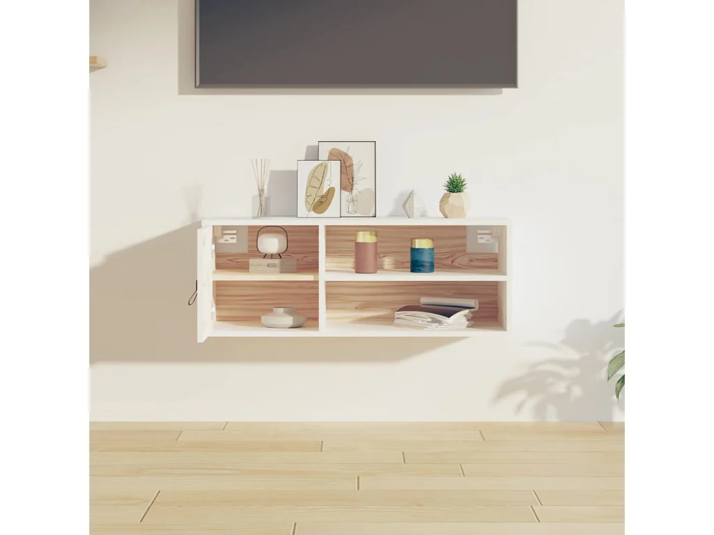 Armoire murale Blanc 80x30x30 cm Bois de pin massif OLA2895