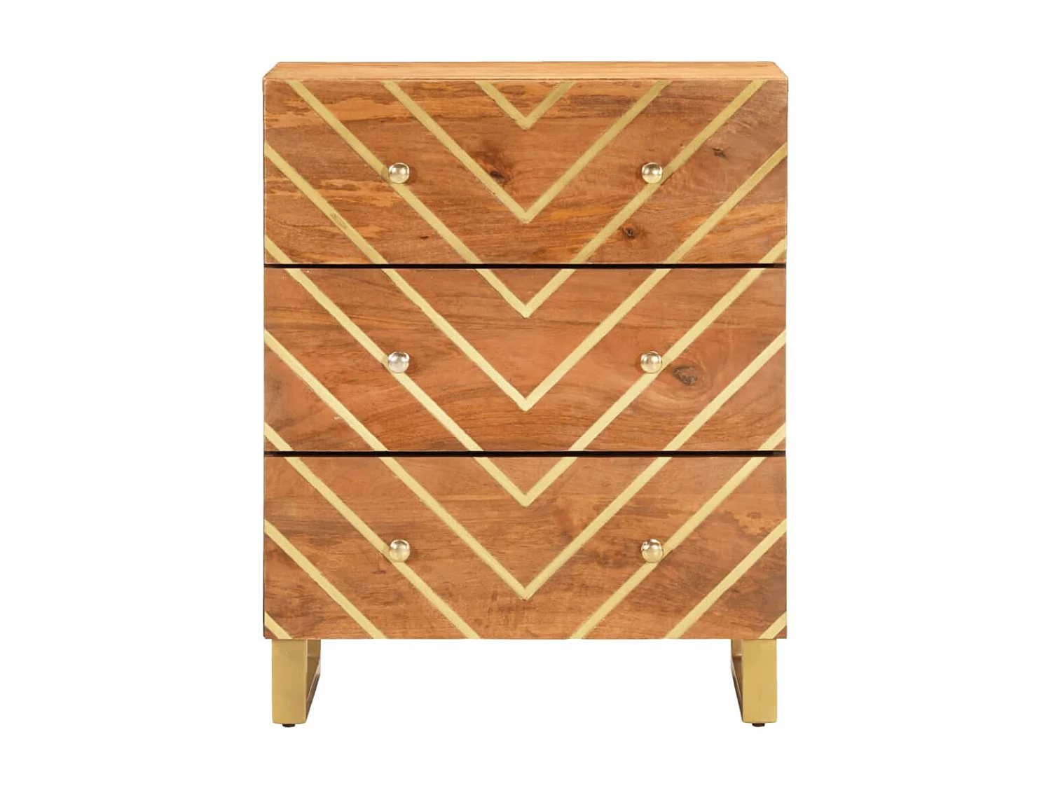 Mueble auxiliar madera maciza mango marrón/negro 60x33,5x75 cm ES590551