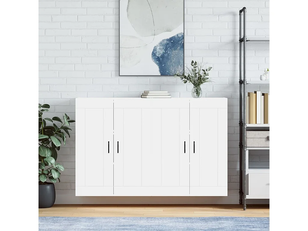 lot de 2 Armoires murales blanc bois d'ingénierie QWE21916