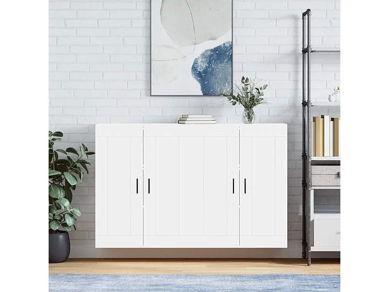 lot de 2 Armoires murales blanc bois d'ingénierie QWE21916