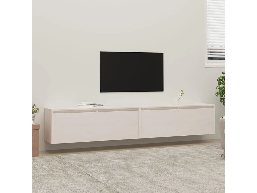 Armários de parede 2 pcs 100x30x35 cm pinho maciço branco PT555327