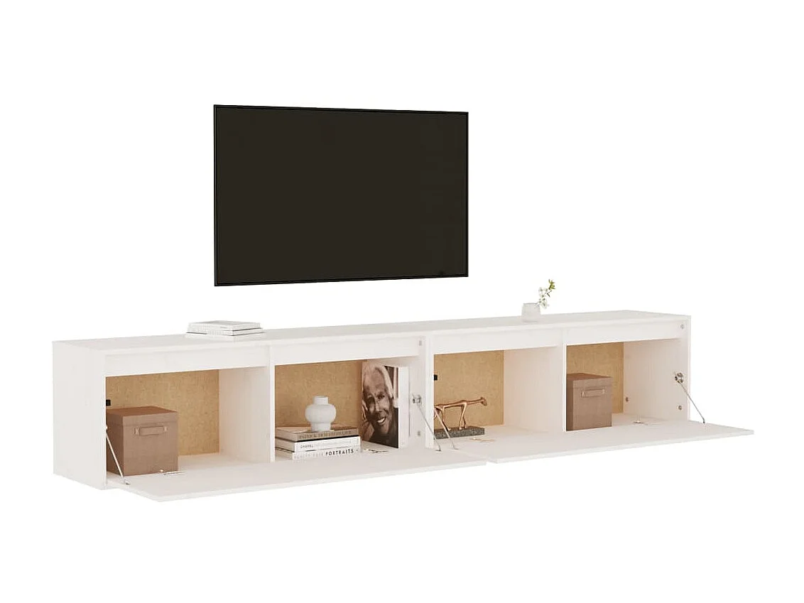 Armários de parede 2 pcs 100x30x35 cm pinho maciço branco PT555327