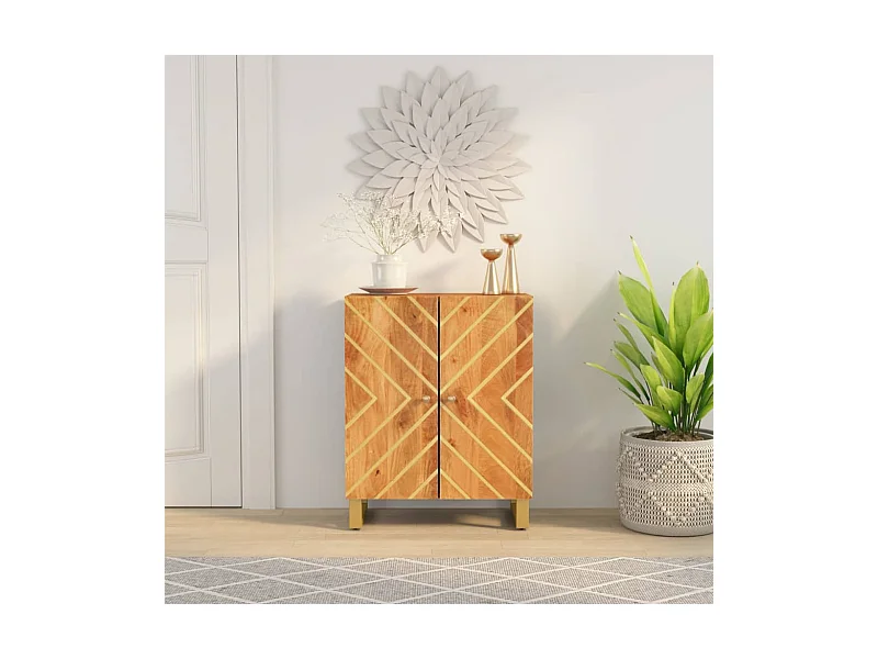 Armoire latérale marron et noir 60x33,5x75 cm bois de manguier QWE35070