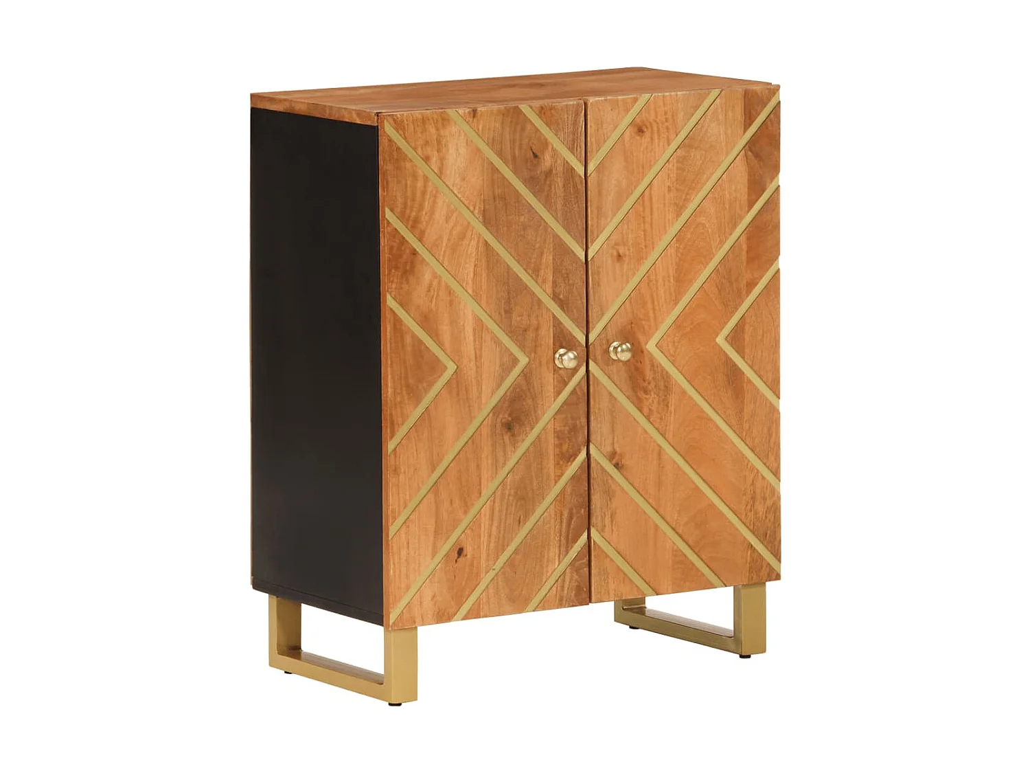 Armoire latérale marron et noir 60x33,5x75 cm bois de manguier QWE35070